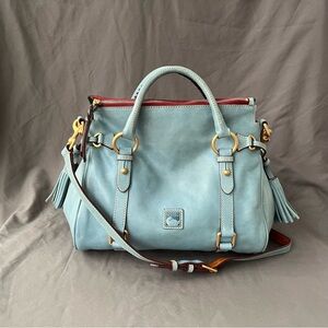 Dooney & Bourke Blue Satchel with Gold Accents